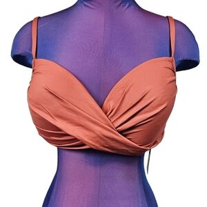 NWT La Blanca Rust Twist Front Bandeau Bikini Top Size 14‎ Women's Q21